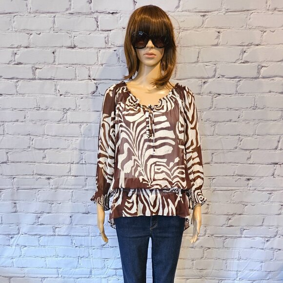 JONES NEW YORK, Animal print sheer loose fit tunic top - Picture 3 of 6